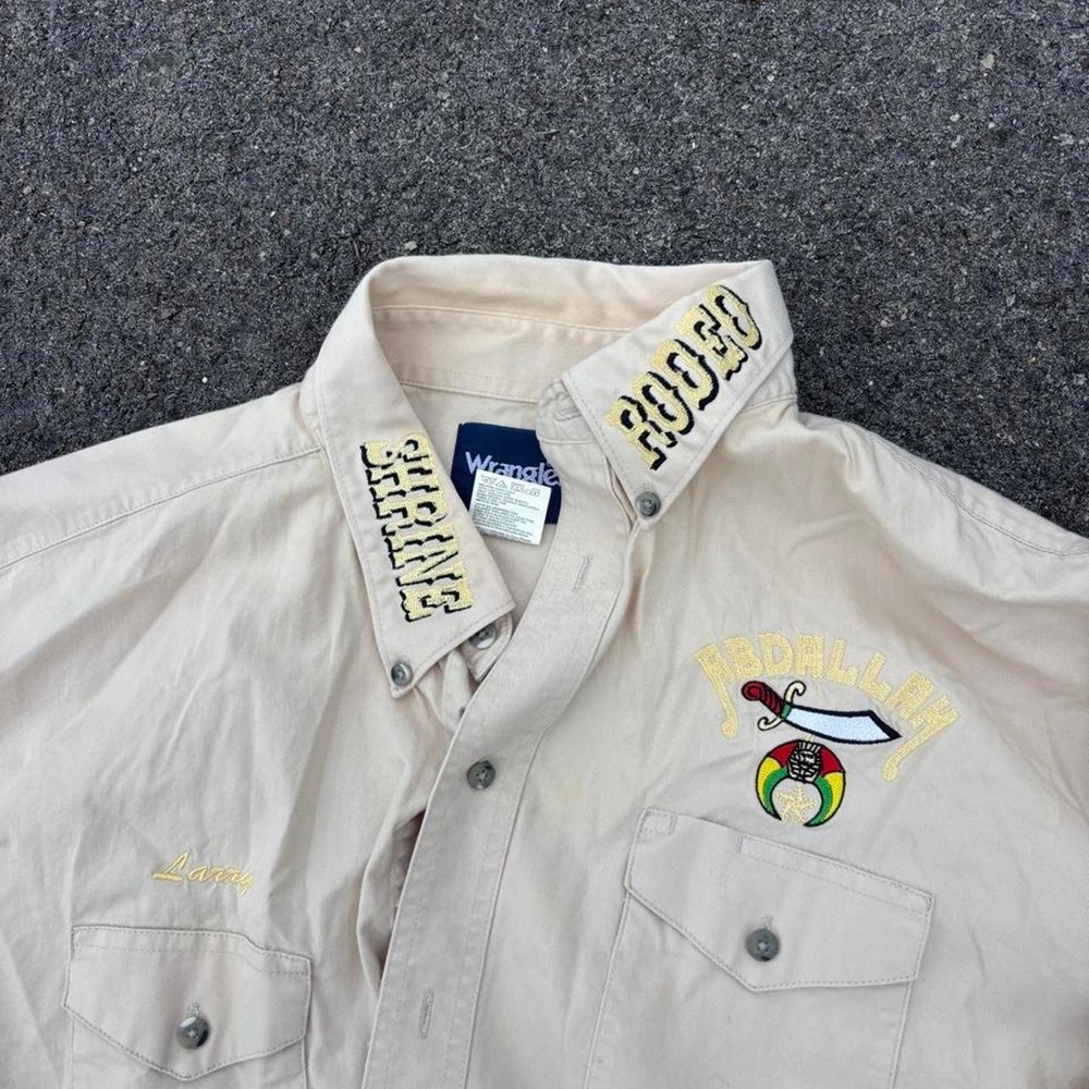 Vintage Wrangler Cream Rodeo Cowboy Western Shirt 2xl